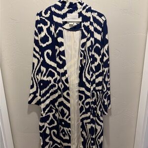 Anthropologie Blue and White Patterned Cardigan